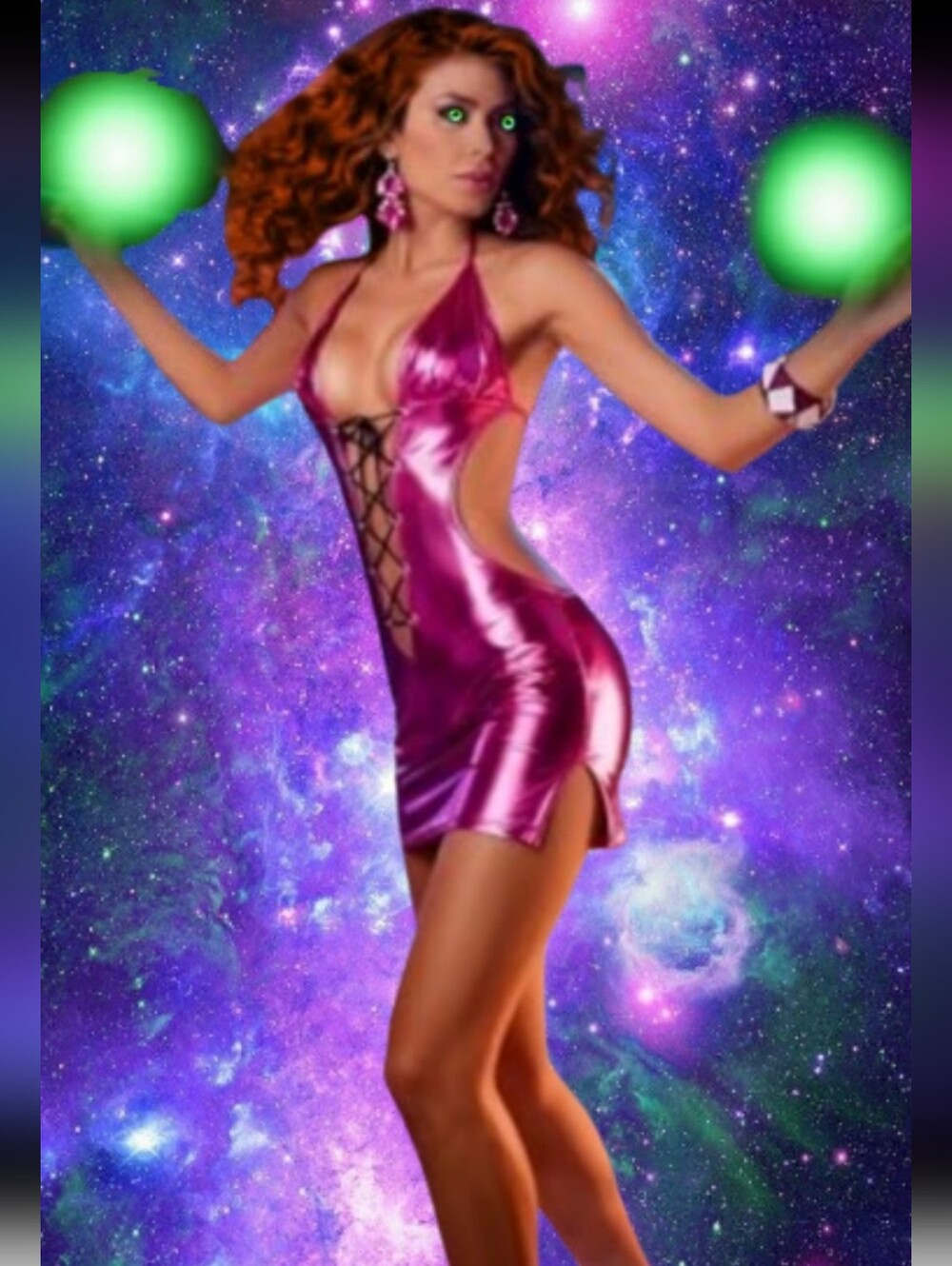 Starfire Fuschia Metallic Lace-Up Halter Mini Dress